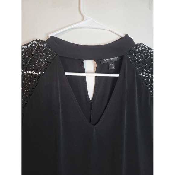 Lane Bryant Womens‎ Overlay Pullover Blouse Black Short Sleeve ~ Size 14/16 - Picture 3 of 4